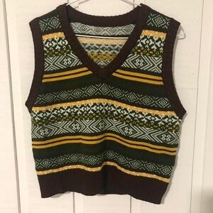 Brown patterned knit vest